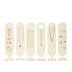 Jewelry Display Stand Set Beige Color & Microfiber Material DS175-a