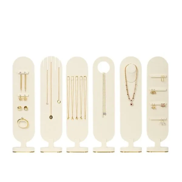 Jewelry Display Stand Set Beige Color & Microfiber Material DS175-a Jewelry Display Stand Set Beige Color & Microfiber Material DS175-a