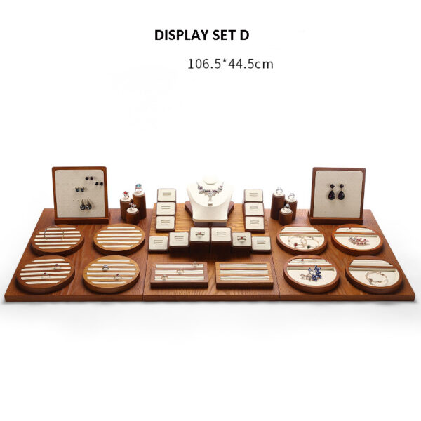 Jewelry Display Stand Set Beige Color & Microfiber, Wood Material DS151-e