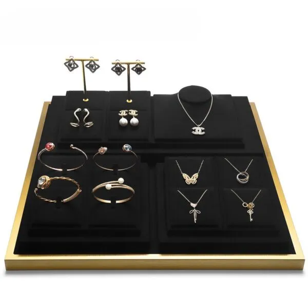 Jewelry Display Stand Set Black Color & Microfiber, Meta Material DS154-a - Copy