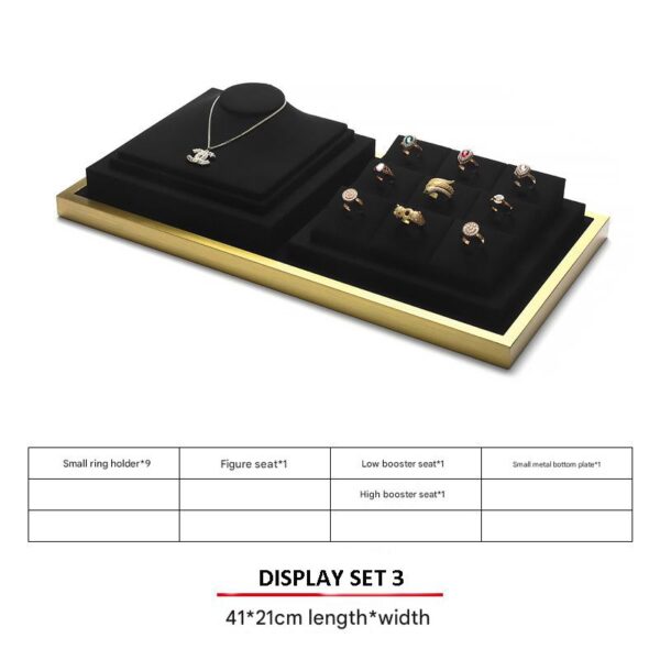 Jewelry Display Stand Set Black Color & Microfiber, Meta Material DS154-m