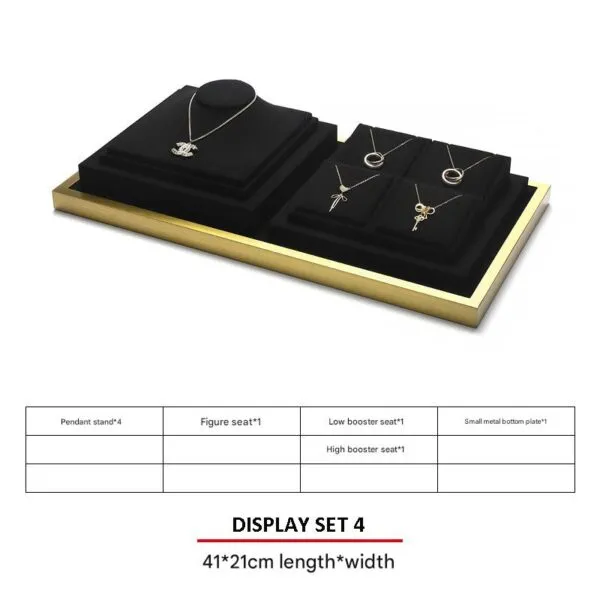 Jewelry Display Stand Set Black Color & Microfiber, Meta Material DS154-n