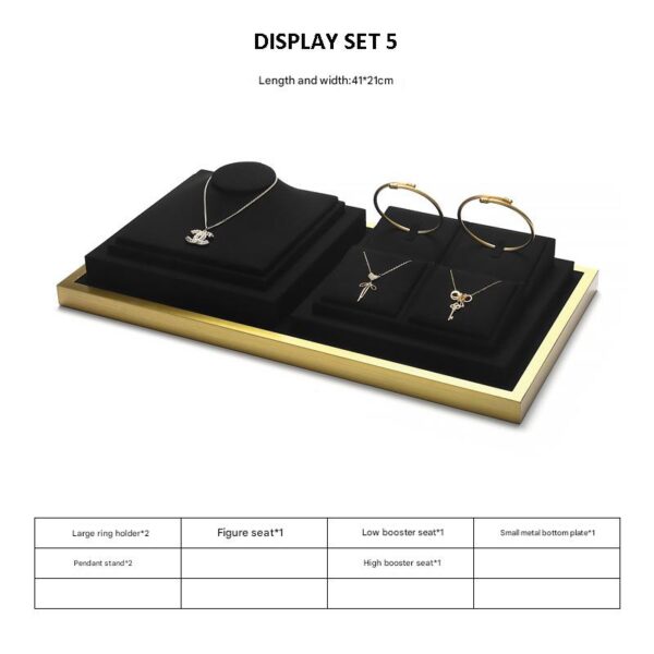 Jewelry Display Stand Set Black Color & Microfiber, Meta Material DS154-o