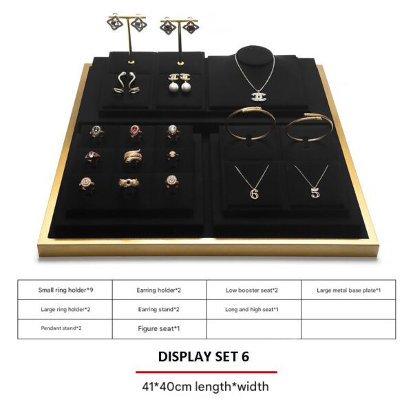 Jewelry Display Stand Set Black Color & Microfiber, Meta Material DS154-p