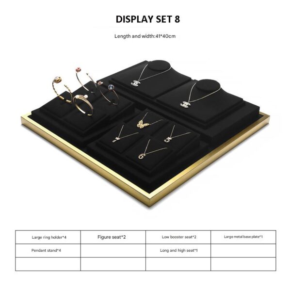 Jewelry Display Stand Set Black Color & Microfiber, Meta Material DS154-r