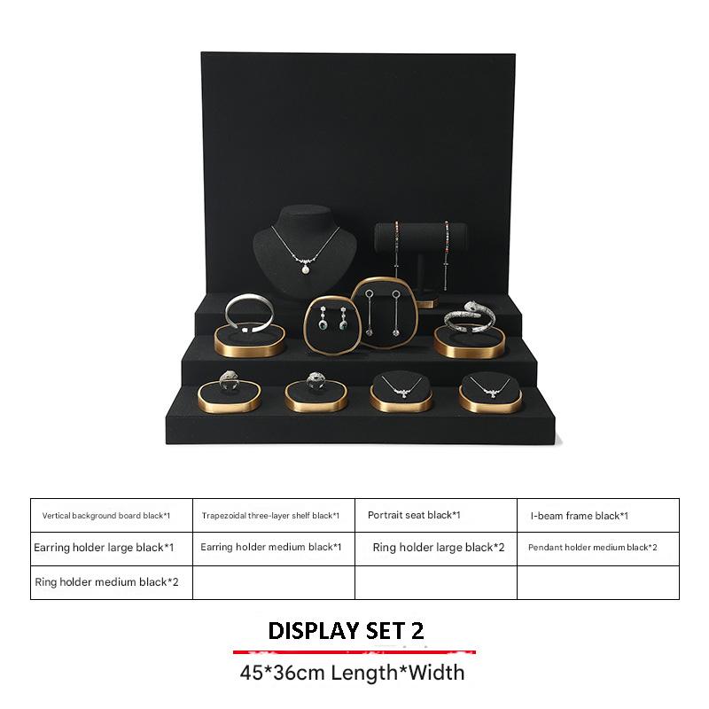 Jewelry Display Stand Set Black Color & Microfiber, Metal Material DS144-u