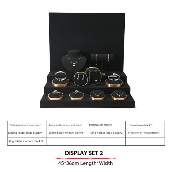 Jewelry Display Stand Set Black Color & Microfiber, Metal Material DS144-v