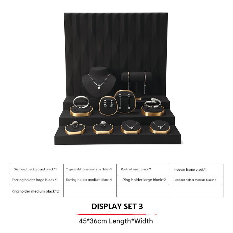 Jewelry Display Stand Set Black Color & Microfiber, Metal Material DS144-x