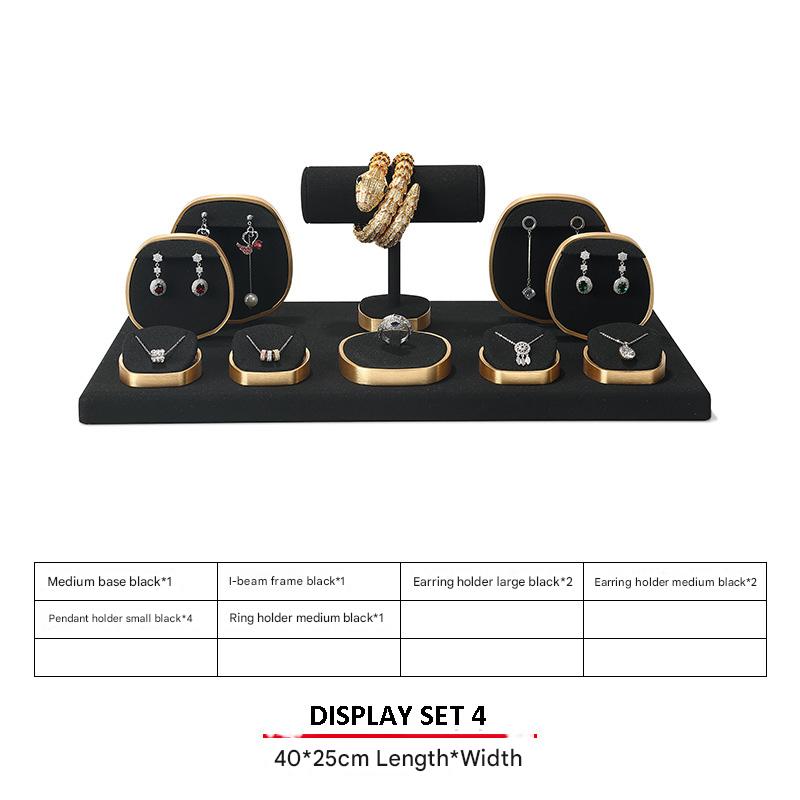 Jewelry Display Stand Set Black Color & Microfiber, Metal Material DS144-y (1)