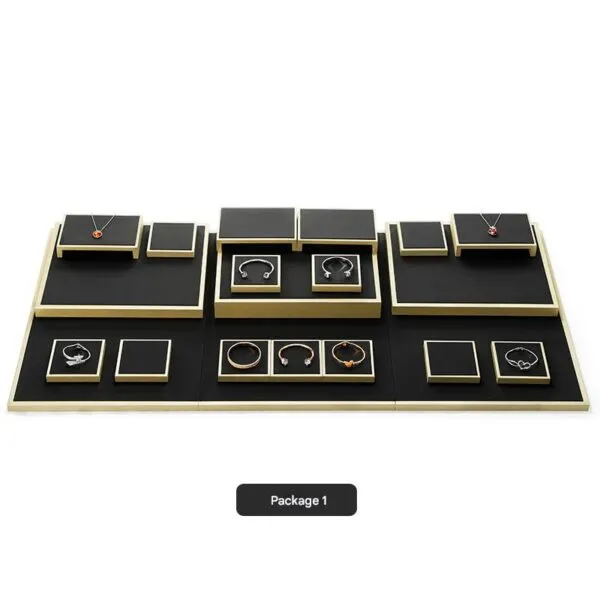 Jewelry Display Stand Set Black Color & PuLeather Fabric Material DS165-f
