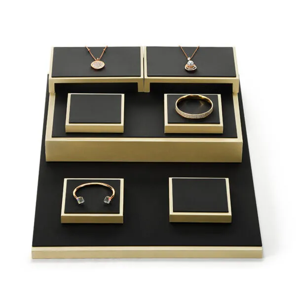 Jewelry Display Stand Set Black Color & PuLeather Fabric Material DS165-i