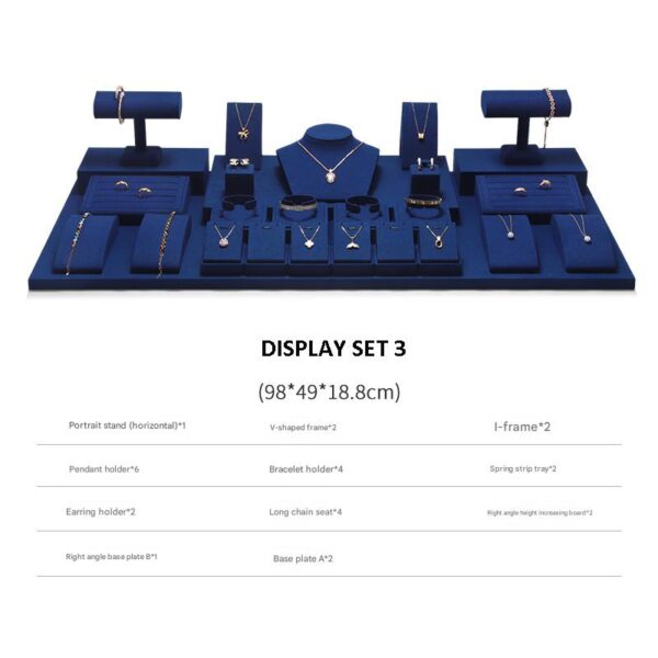 Jewelry Display Stand Set Blue Color & Microfiber Material DS162-d