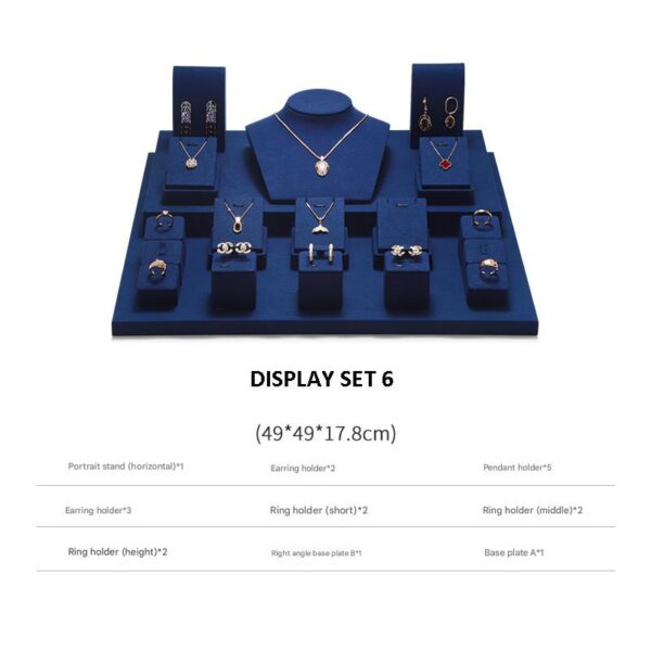 Jewelry Display Stand Set Blue Color & Microfiber Material DS162-h