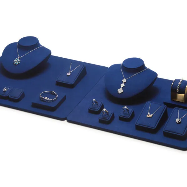 Jewelry Display Stand Set Blue Color & Microfiber Material DS167-a Jewelry Display Stand Set Blue Color & Microfiber Material DS167-a