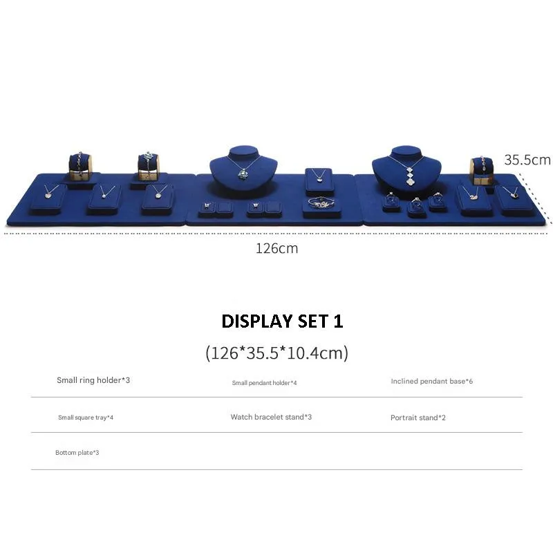 Jewelry Display Stand Set Blue Color & Microfiber Material DS167-b