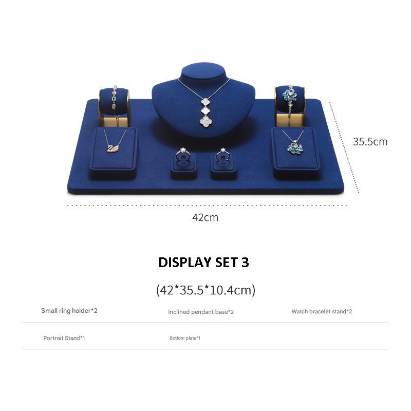 Jewelry Display Stand Set Blue Color & Microfiber Material DS167-d