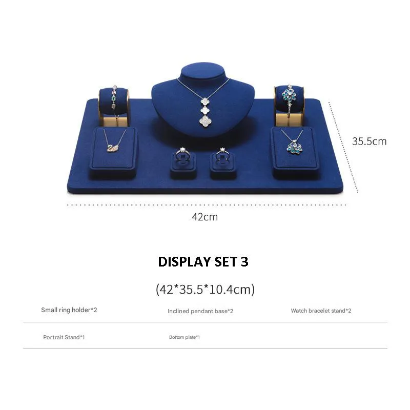 Jewelry Display Stand Set Blue Color & Microfiber Material DS167-d