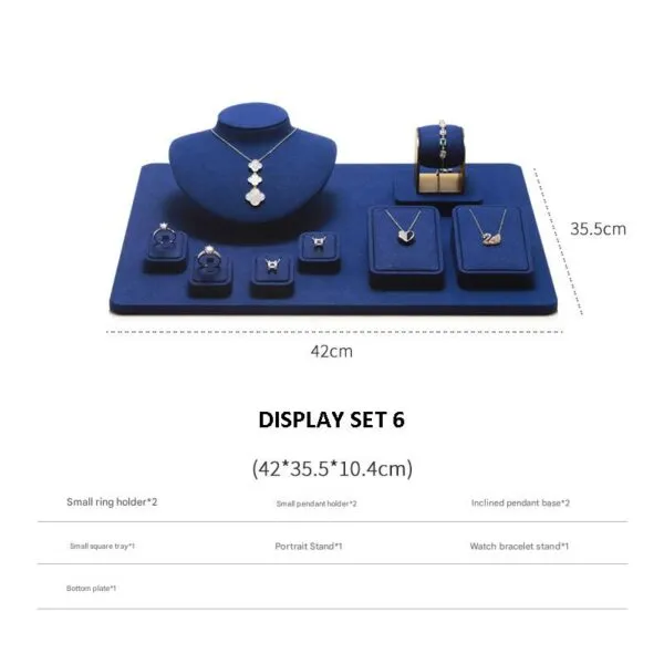Jewelry Display Stand Set Blue Color & Microfiber Material DS167-g Jewelry Display Stand Set Blue Color & Microfiber Material DS167-g