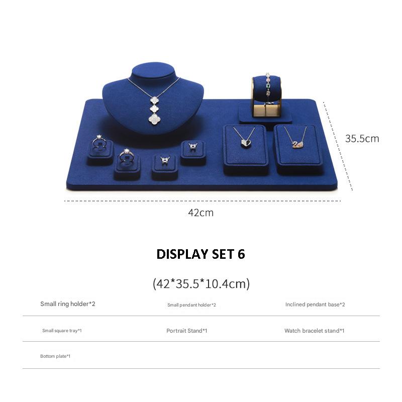 Jewelry Display Stand Set Blue Color & Microfiber Material DS167-g