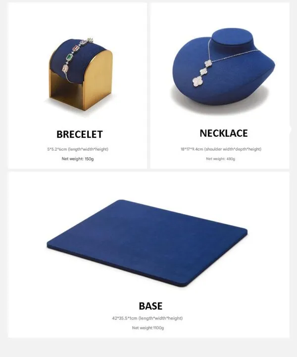 Jewelry Display Stand Set Blue Color & Microfiber Material DS167-m Jewelry Display Stand Set Blue Color & Microfiber Material DS167-m