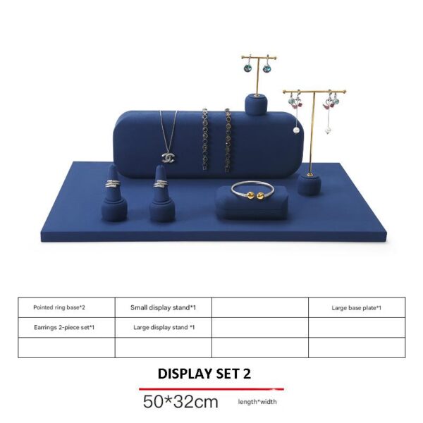 Jewelry Display Stand Set Blue Color & Microfiber, Metal Material DS145-g