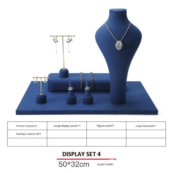 Jewelry Display Stand Set Blue Color & Microfiber, Metal Material DS145-i Jewelry Display Stand Set Blue Color & Microfiber, Metal Material DS145-i