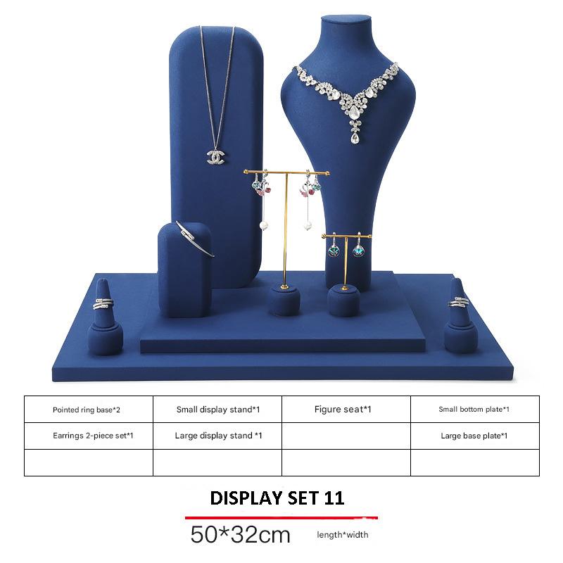 Jewelry Display Stand Set Blue Color & Microfiber, Metal Material DS145-p