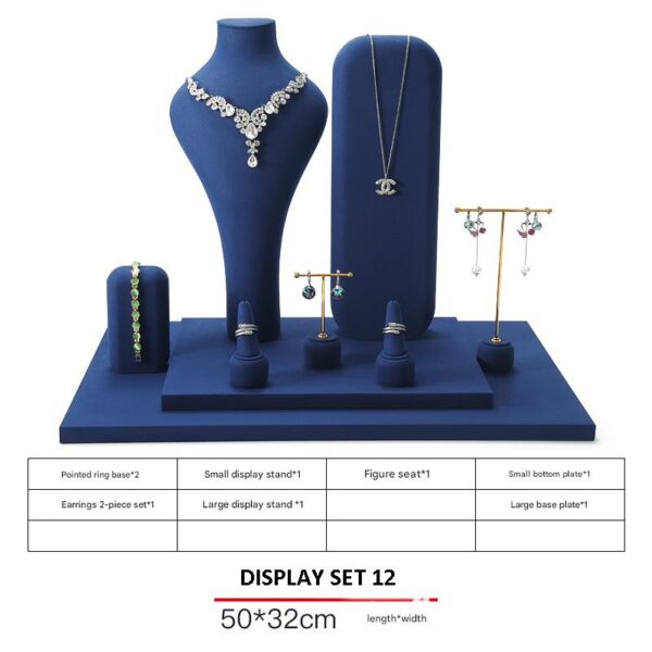 Jewelry Display Stand Set Blue Color & Microfiber, Metal Material DS145-q