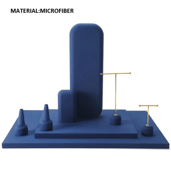 Jewelry Display Stand Set Blue Color & Microfiber, Metal Material DS145-u Jewelry Display Stand Set Blue Color & Microfiber, Metal Material DS145-u