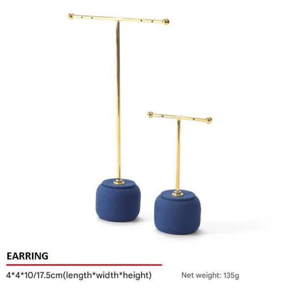 Jewelry Display Stand Set Blue Color & Microfiber, Metal Material DS145-w Jewelry Display Stand Set Blue Color & Microfiber, Metal Material DS145-w
