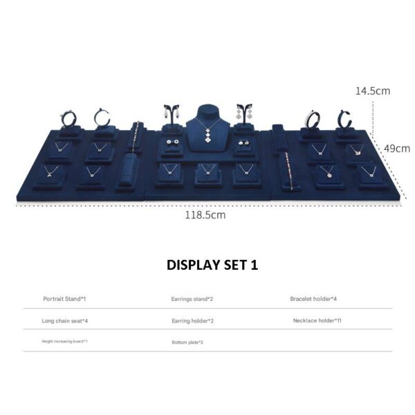 Jewelry Display Stand Set Blue Color & Velvet Material DS166-d