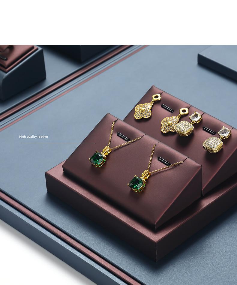 Jewelry Display Stand Set Brown, Grey Color & Leather Material DS157-ad