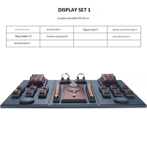 Jewelry Display Stand Set Brown, Grey Color & Leather Material DS157-l