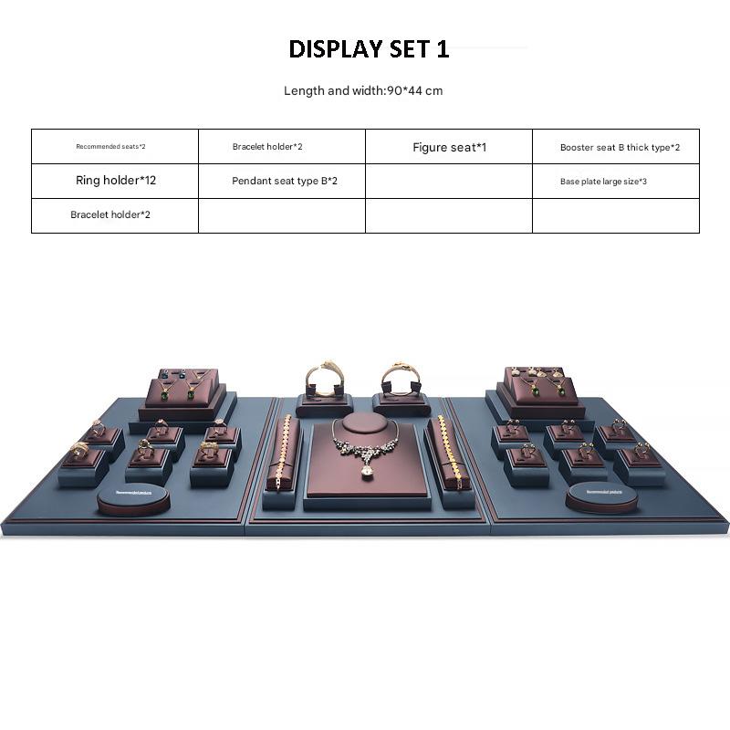 Jewelry Display Stand Set Brown, Grey Color & Leather Material DS157-l