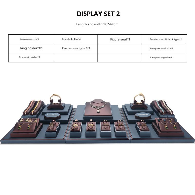 Jewelry Display Stand Set Brown, Grey Color & Leather Material DS157-m