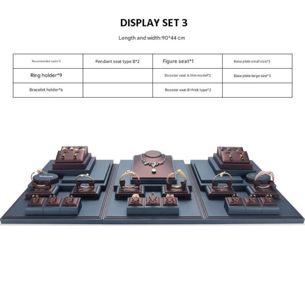 Jewelry Display Stand Set Brown, Grey Color & Leather Material DS157-n
