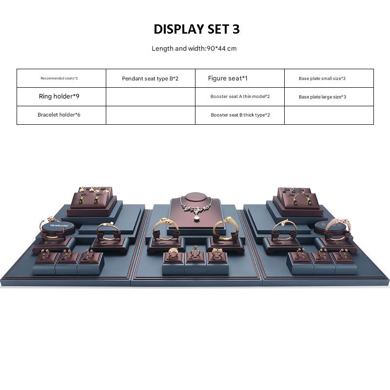Jewelry Display Stand Set Brown, Grey Color & Leather Material DS157-n