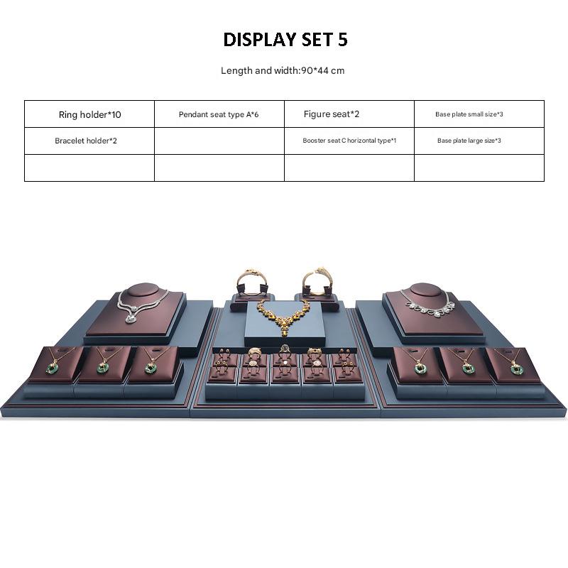 Jewelry Display Stand Set Brown, Grey Color & Leather Material DS157-p