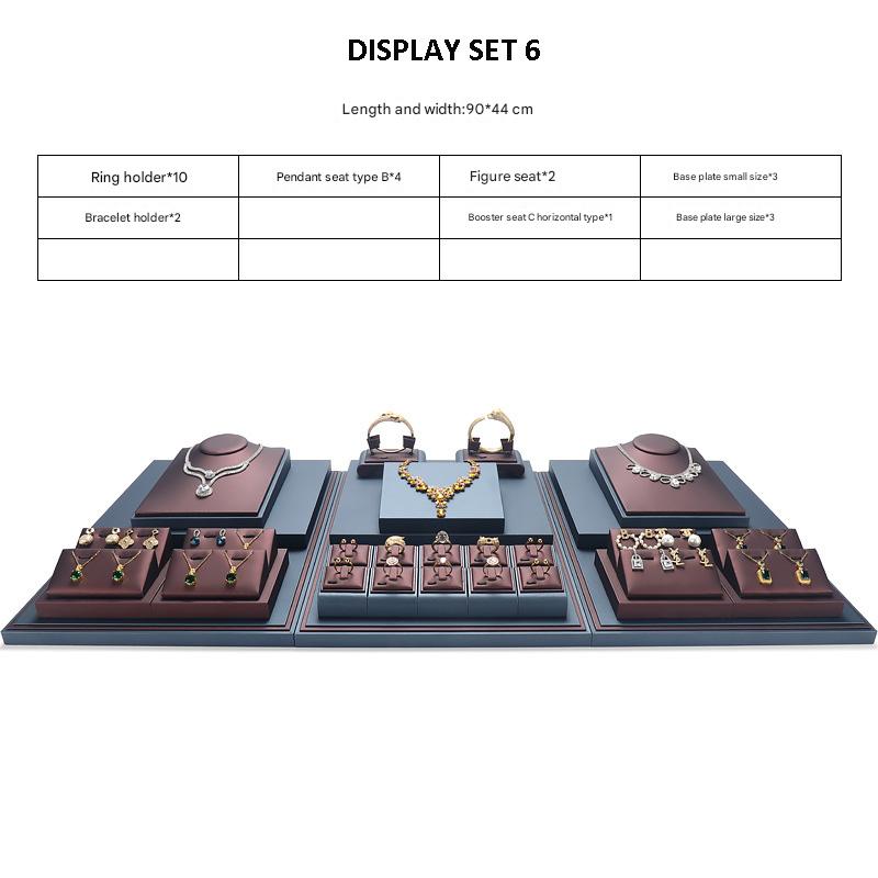 Jewelry Display Stand Set Brown, Grey Color & Leather Material DS157-q