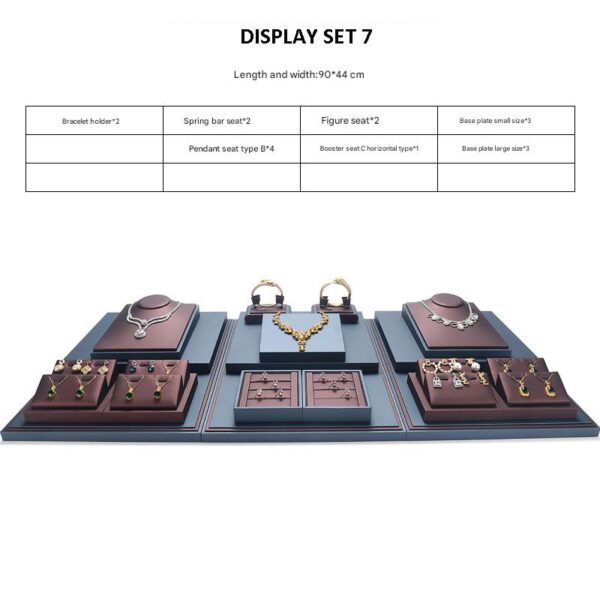 Jewelry Display Stand Set Brown, Grey Color & Leather Material DS157-r