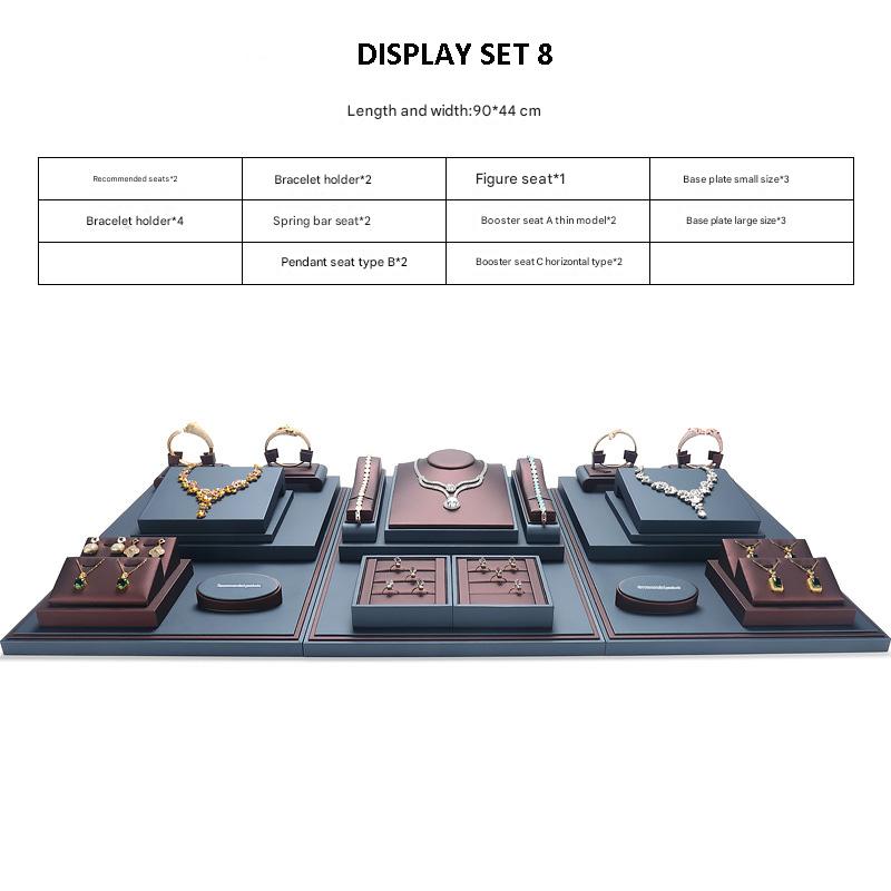 Jewelry Display Stand Set Brown, Grey Color & Leather Material DS157-s