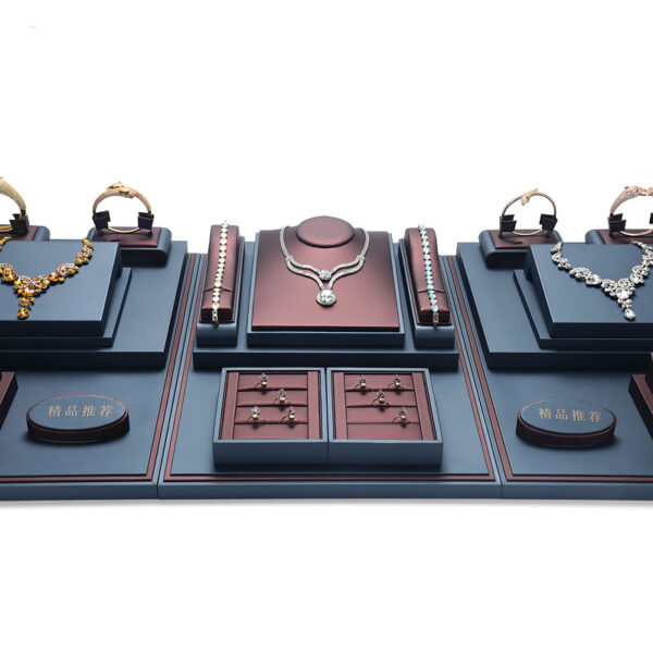 Jewelry Display Stand Set Brown, Grey Color & Leather Material DS157-v