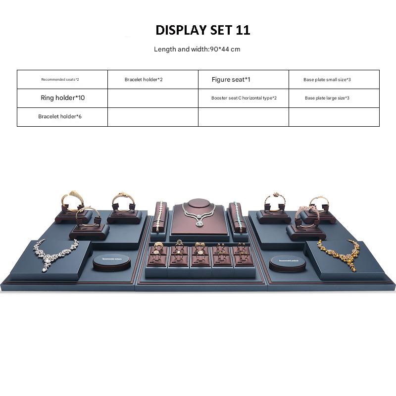 Jewelry Display Stand Set Brown, Grey Color & Leather Material DS157-w