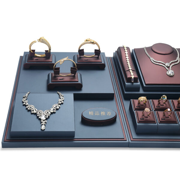 Jewelry Display Stand Set Brown, Grey Color & Leather Material DS157-x