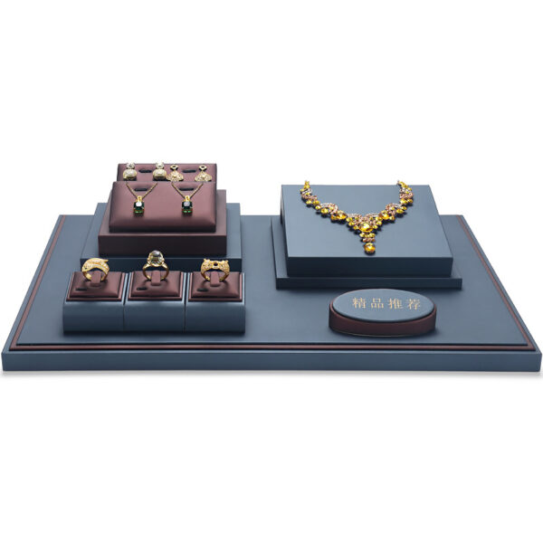 Jewelry Display Stand Set Brown, Grey Color & Leather Material DS157-z