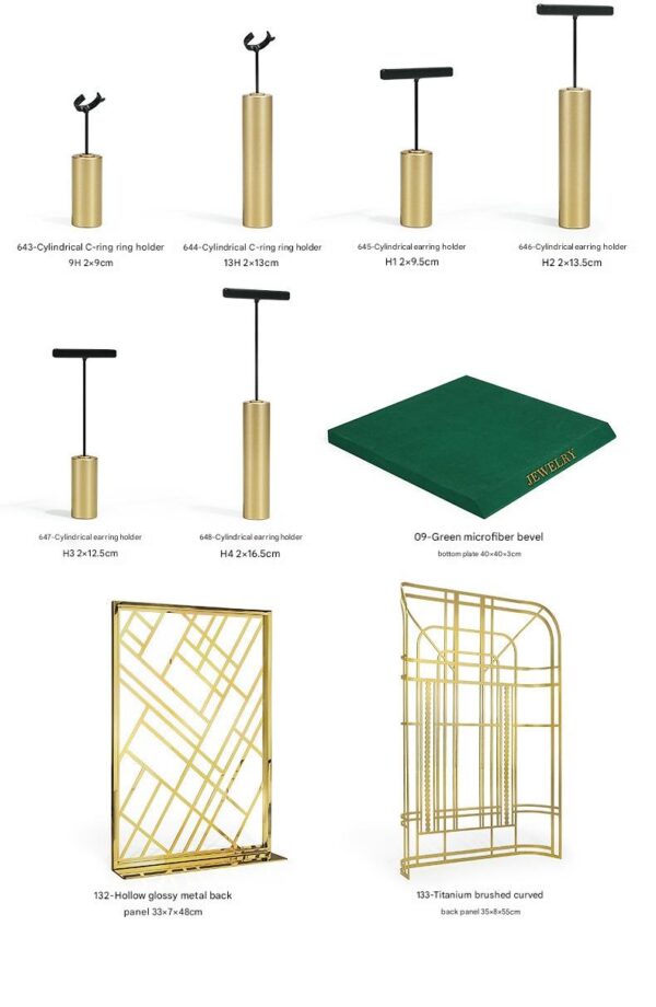 Jewelry Display Stand Set Green Color & Microfiber, Metal Material DS177-c