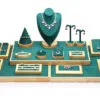 Jewelry Display Stand Set Green Color & Microfiber, Wood Material DS148-a