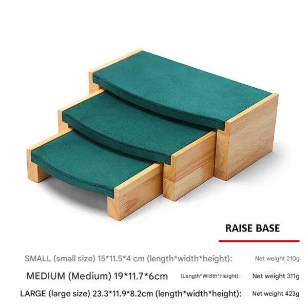Jewelry Display Stand Set Green Color & Microfiber, Wood Material DS148-ab