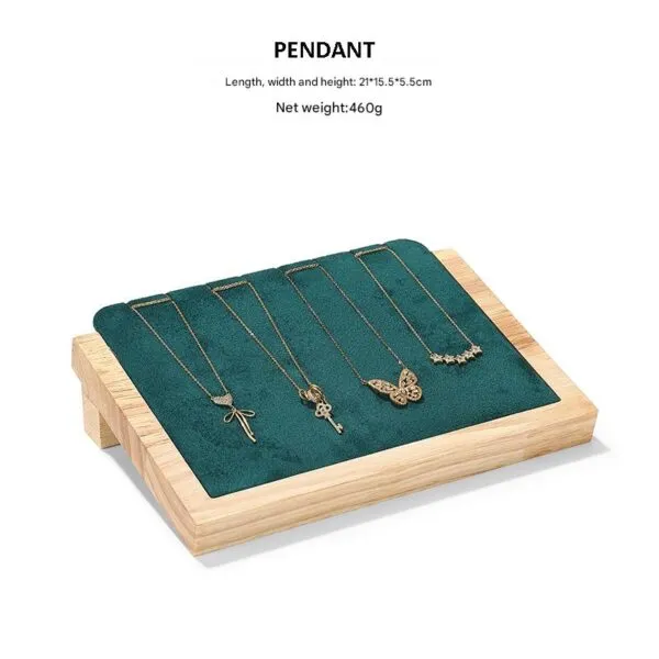 Jewelry Display Stand Set Green Color & Microfiber, Wood Material DS148-ad