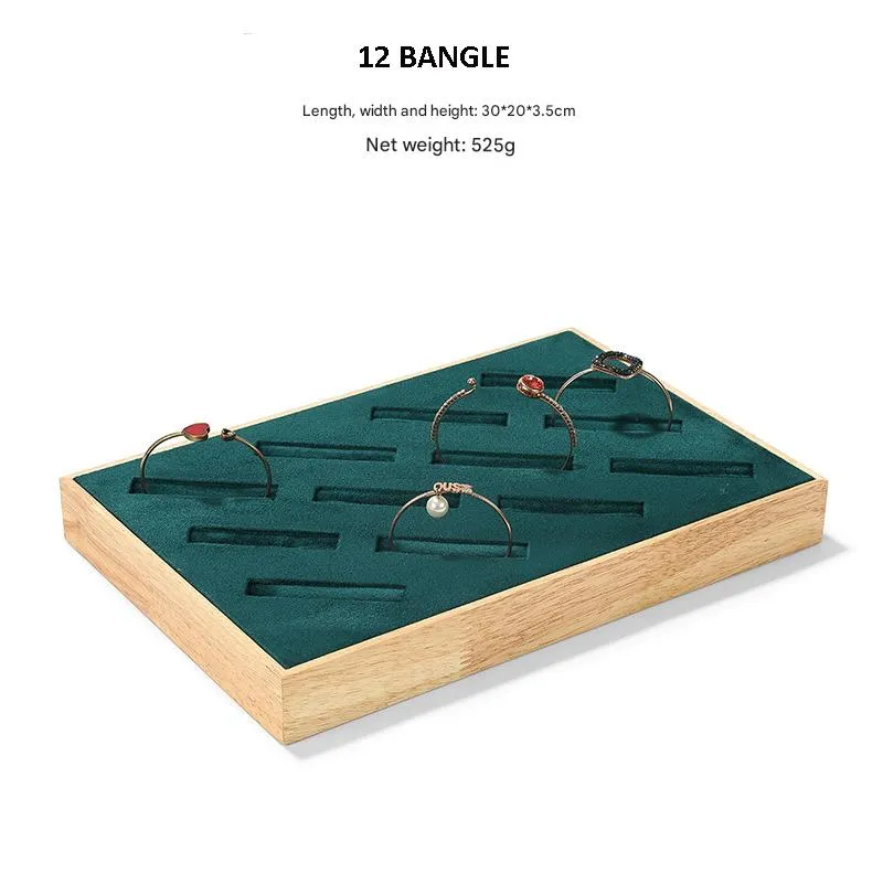 Jewelry Display Stand Set Green Color & Microfiber, Wood Material DS148-af